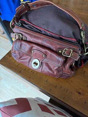 additional pictures of Coach Brown Leather Messenger Bag with Brass Hardware